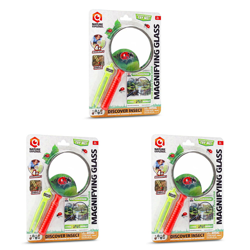3PK Nature Explorer Mega Zoom Magnifying Glass Kids Educational Toy 3y+