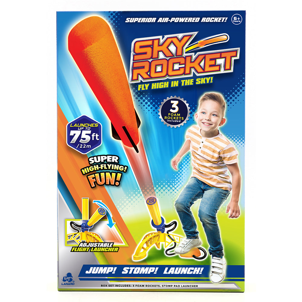 2PK Stunt Flyer Stomp Sky Rocket Launcher Kids Outdoor Toy Set 6y+