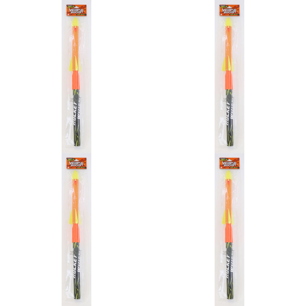 4PK Stunt Flyer Hand Pump Whistle Rocket Kids Toy Assorted 6y+