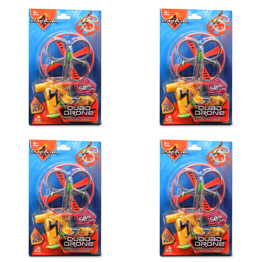 4PK Stunt Flyer Lanard Ripcord Quad Drone Flying Toy Kids 6y+