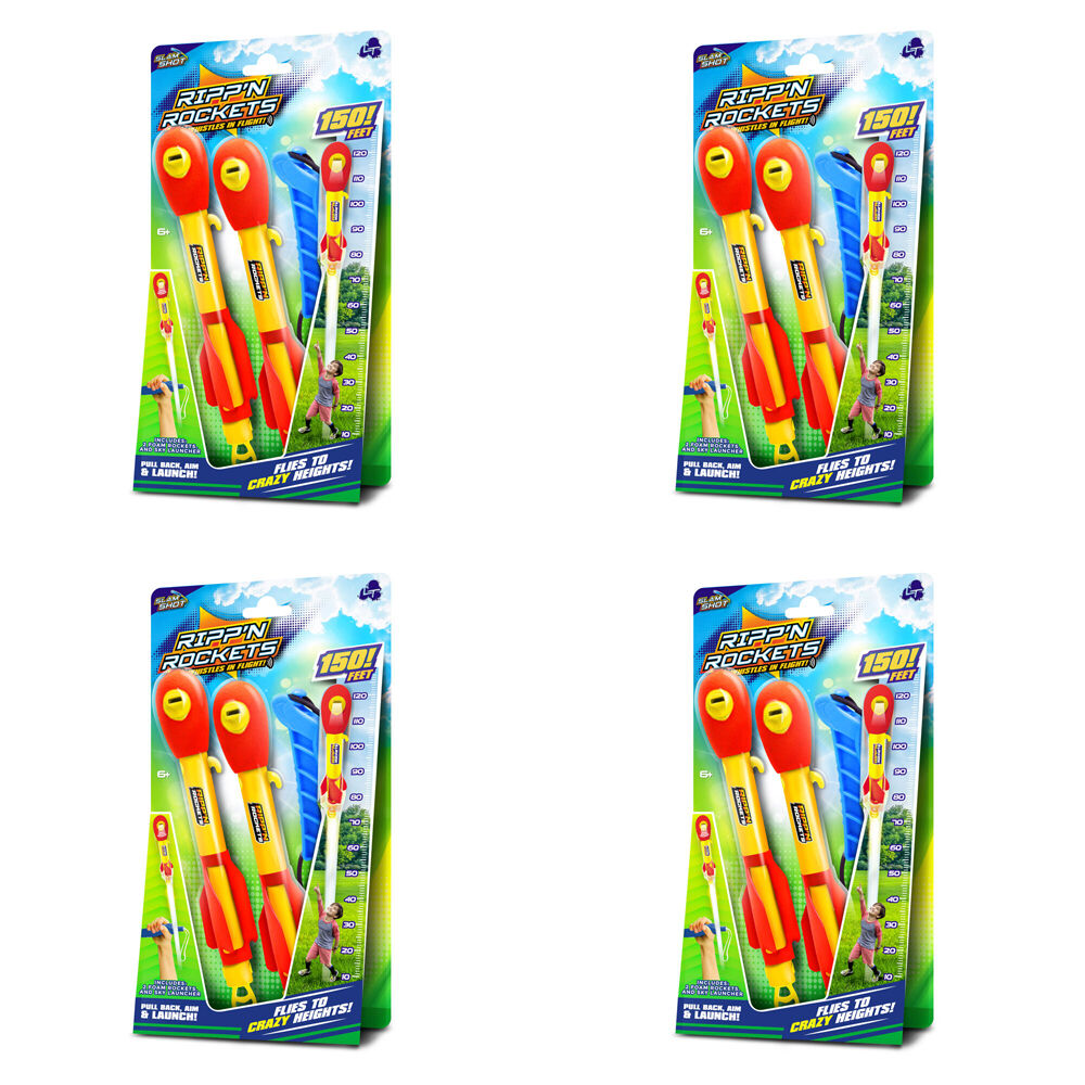 4PK Stunt Flyer Lanard Rippin Whistling Rockets w/ Launcher 6y+