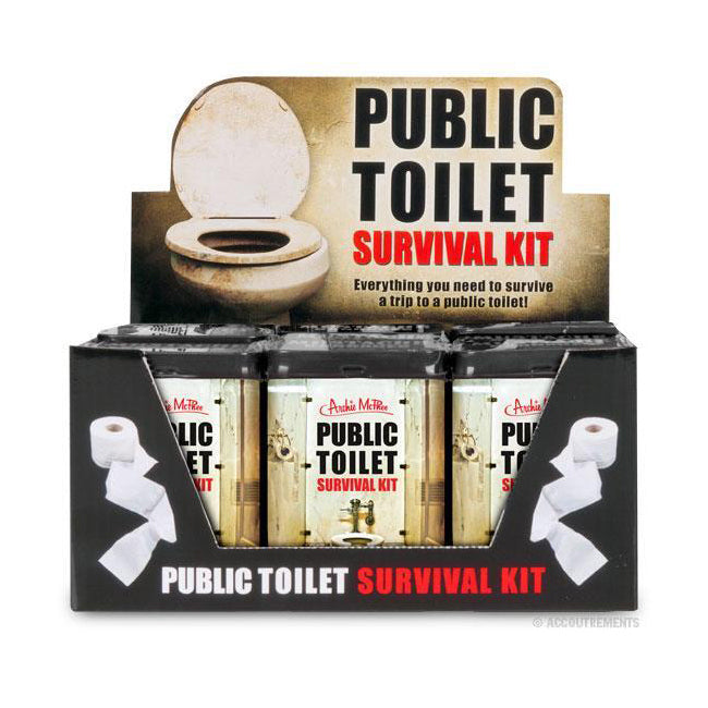 2PK Archie McPhee Public Toilet Survival Kit Toilet Seat Cover/Wipes