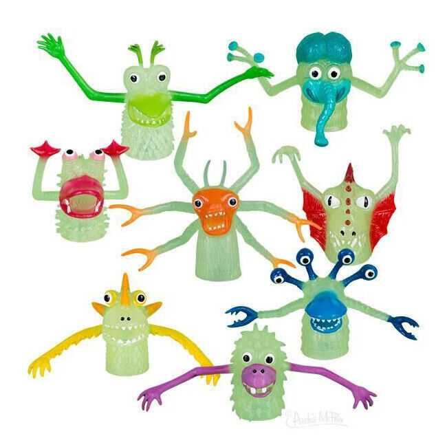 12PK Archie McPhee Glow In The Dark Rubber Monster Finger 5cm - Assorted 3y+