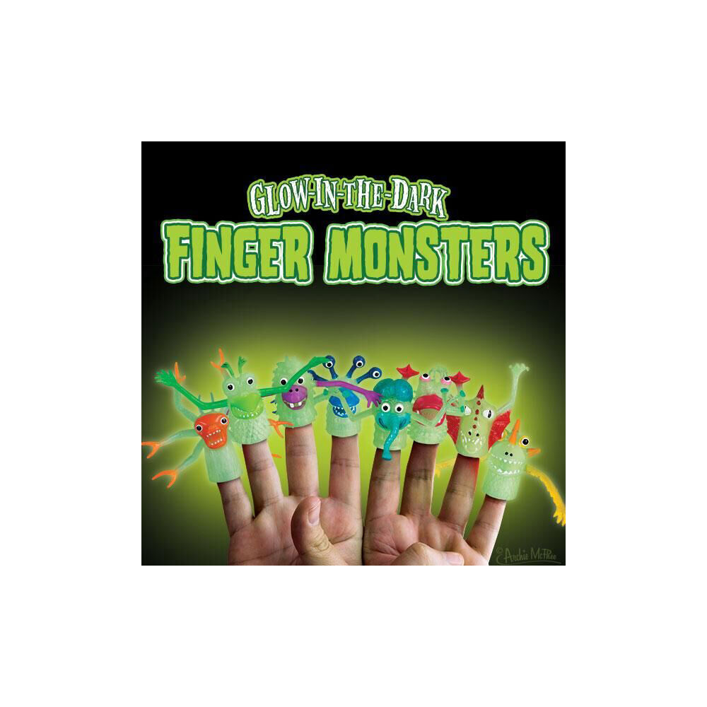 12PK Archie McPhee Glow In The Dark Rubber Monster Finger 5cm - Assorted 3y+