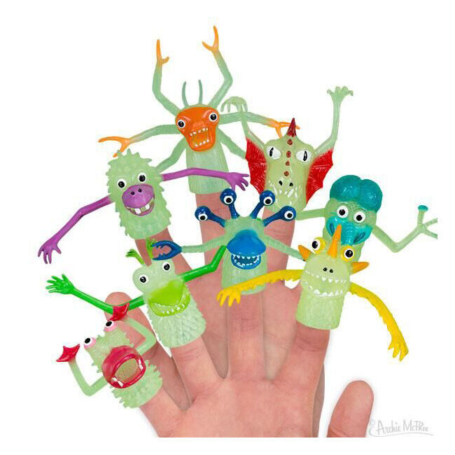 12PK Archie McPhee Glow In The Dark Rubber Monster Finger 5cm - Assorted 3y+