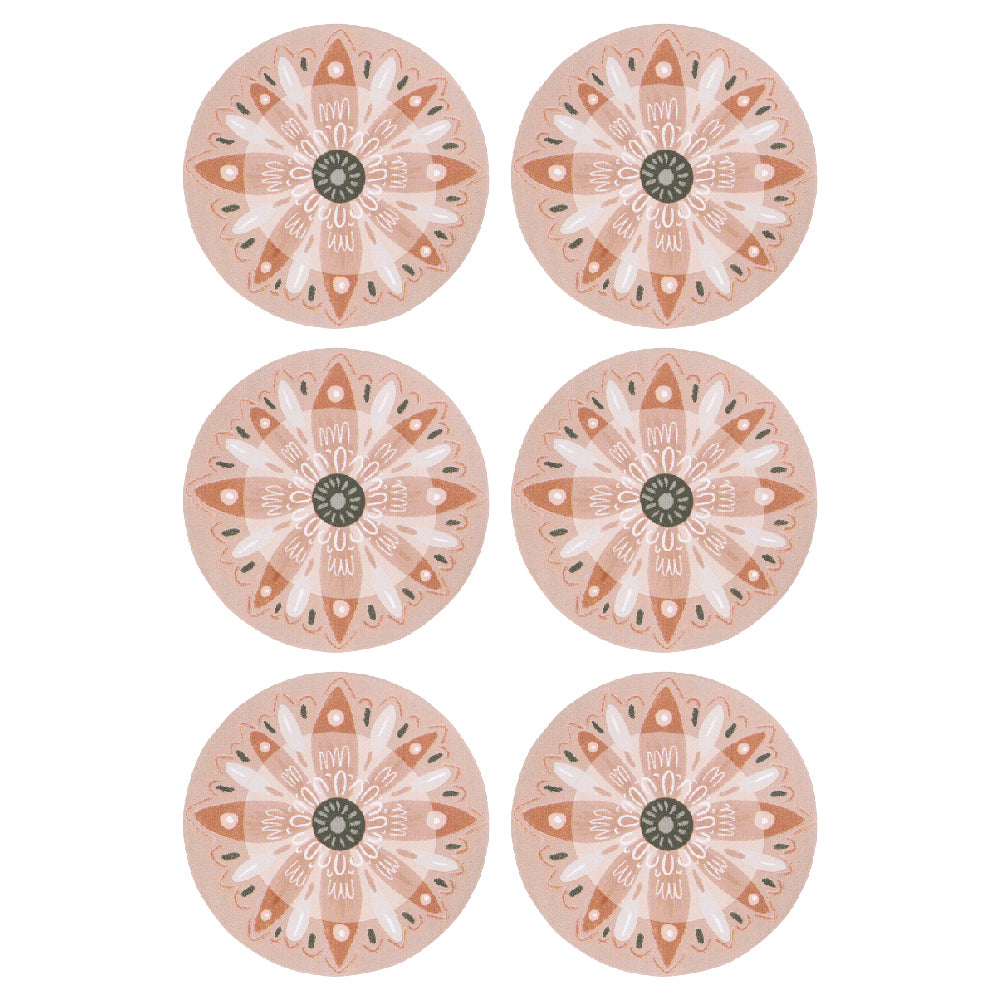 6PK Splosh Amber Garden Bloom 10.5cm Ceramic Coaster Round