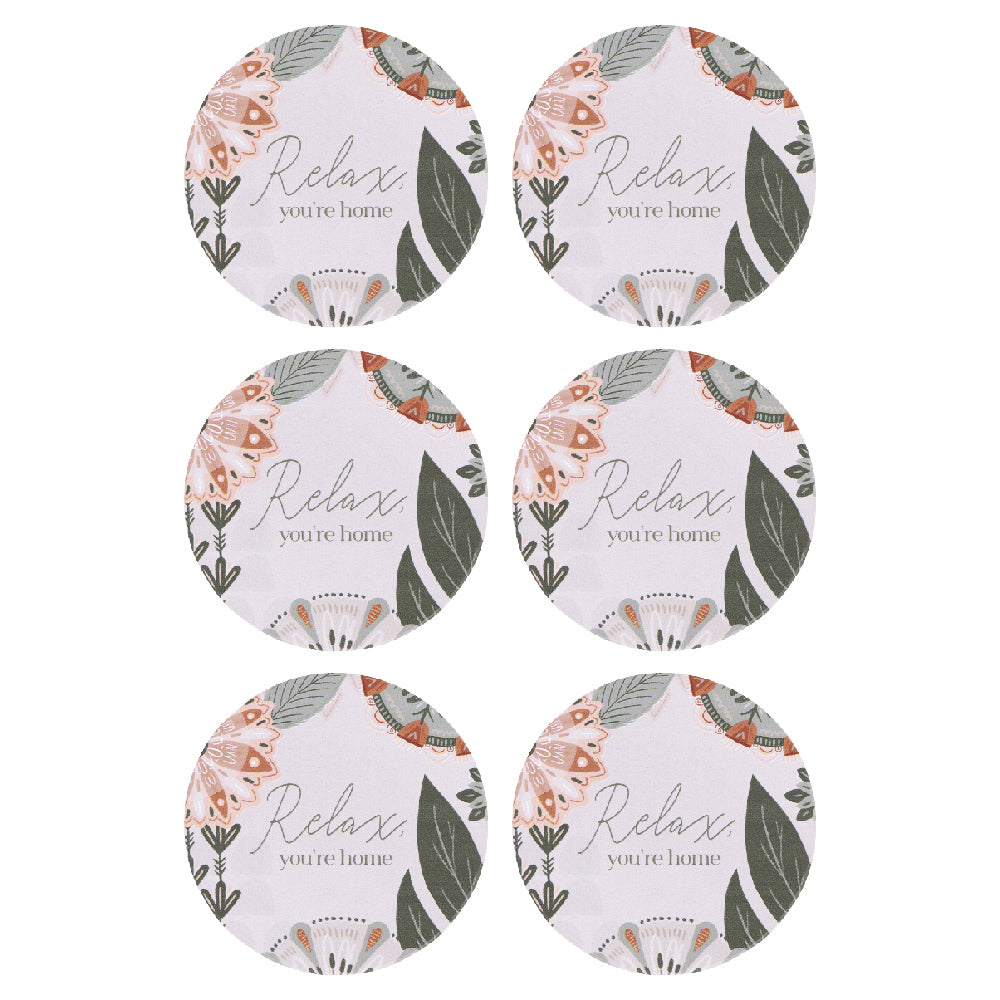 6PK Splosh Amber Garden Relax 10.5cm Ceramic Coaster Round