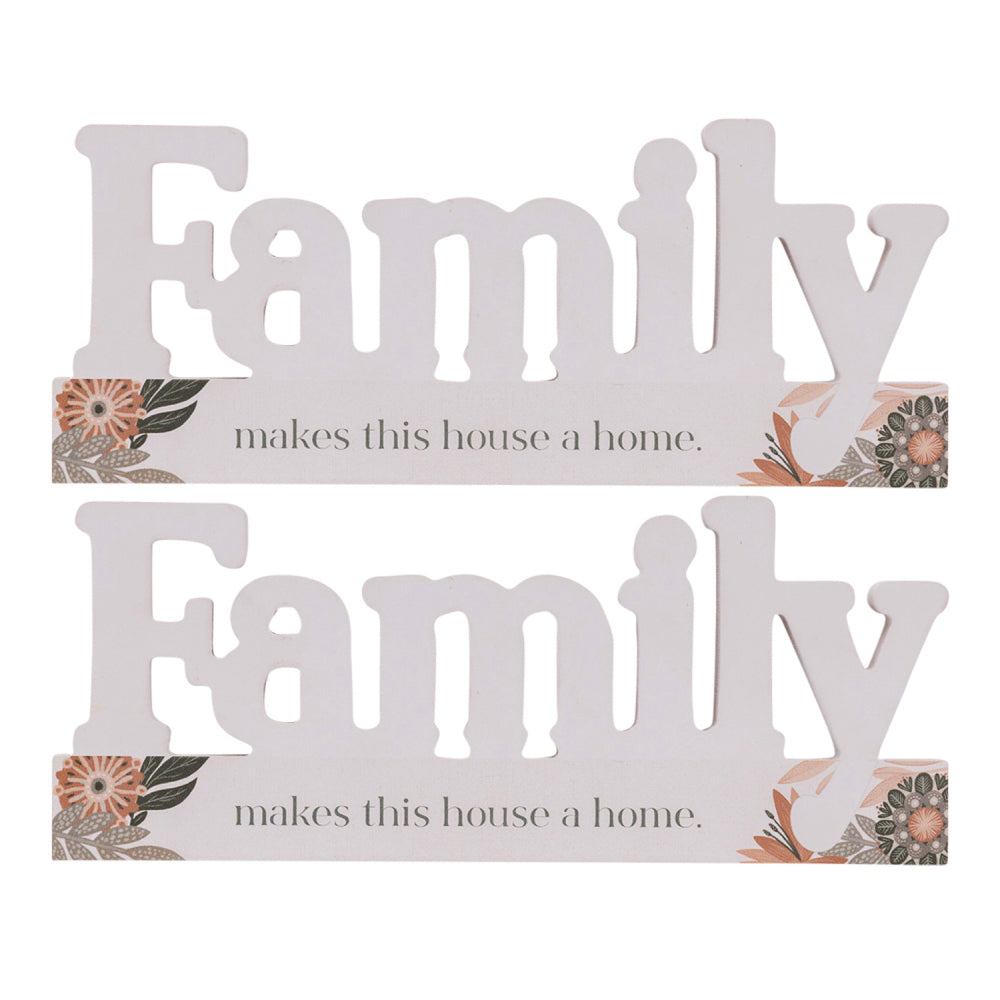 2PK Splosh Amber Garden Wooden Blockword Family Home Decor 23x9.5cm - White