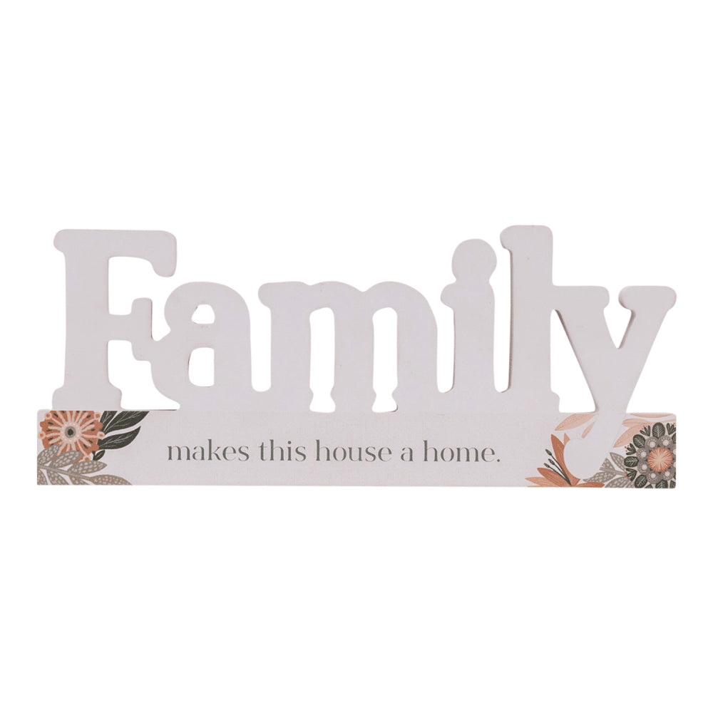 2PK Splosh Amber Garden Wooden Blockword Family Home Decor 23x9.5cm - White