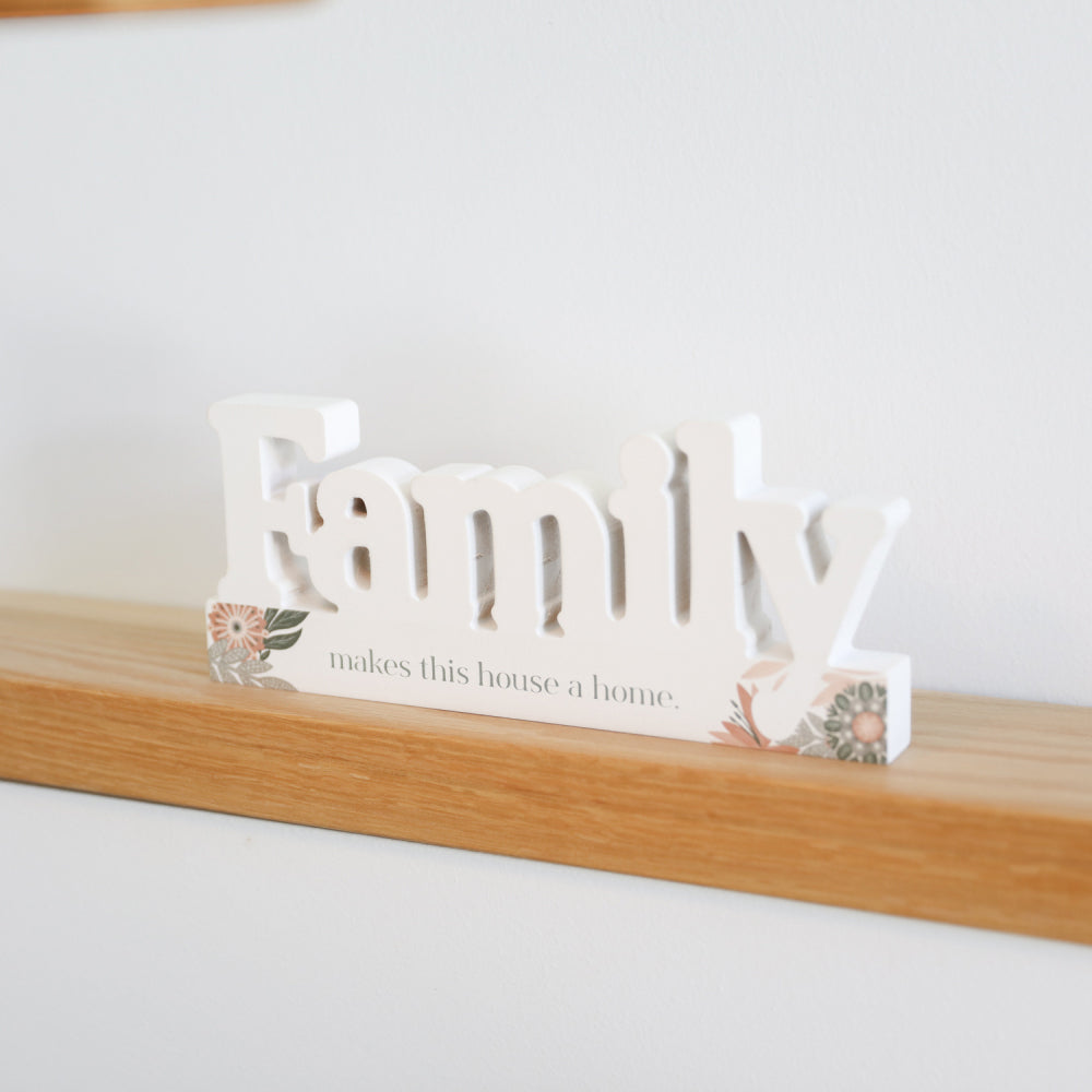2PK Splosh Amber Garden Wooden Blockword Family Home Decor 23x9.5cm - White