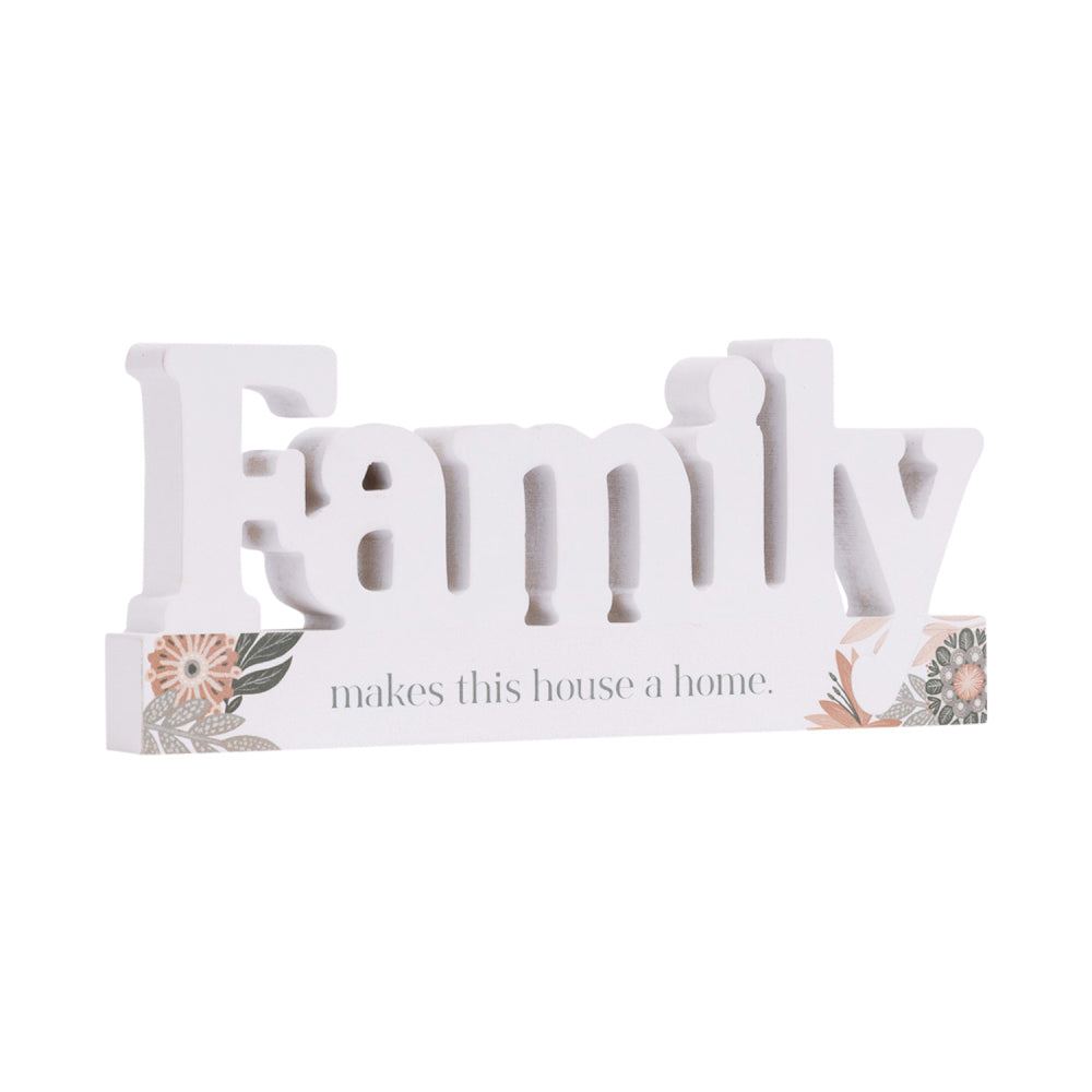 2PK Splosh Amber Garden Wooden Blockword Family Home Decor 23x9.5cm - White