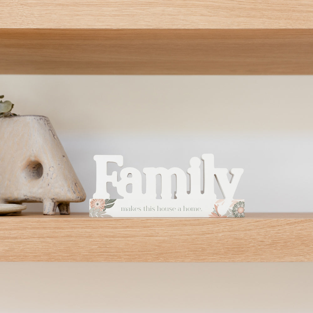2PK Splosh Amber Garden Wooden Blockword Family Home Decor 23x9.5cm - White