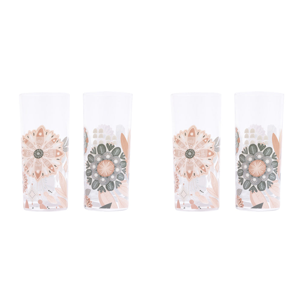 2x 2pc Splosh Amber Garden Glasses Set Beverage Drinking Cup