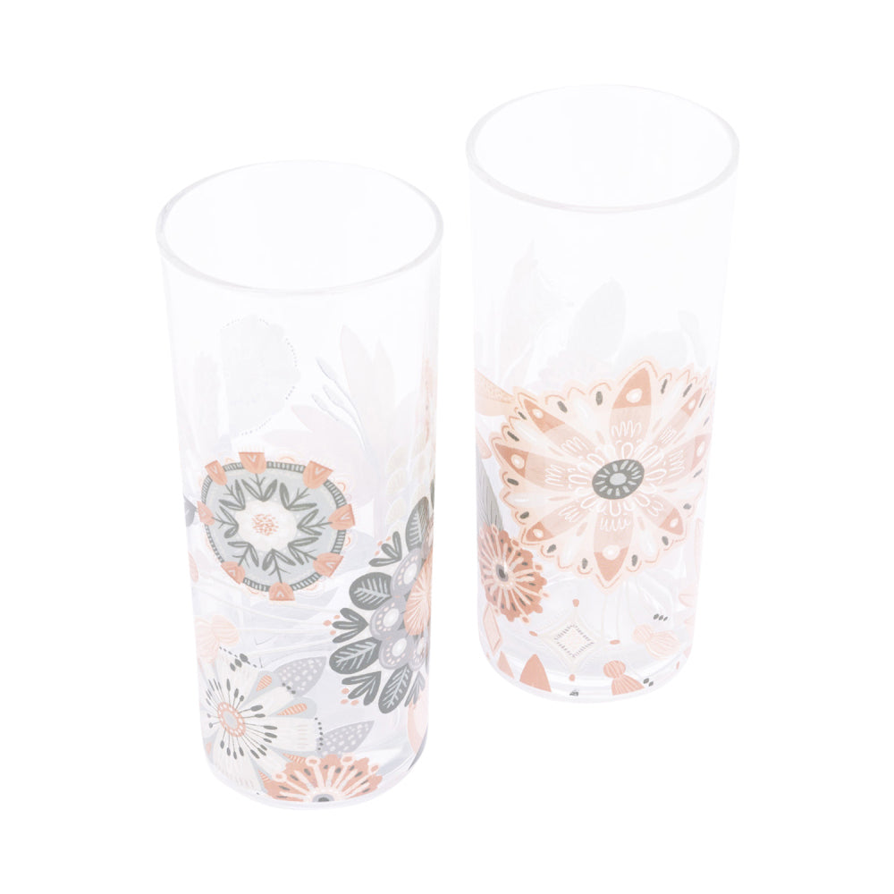 2x 2pc Splosh Amber Garden Glasses Set Beverage Drinking Cup