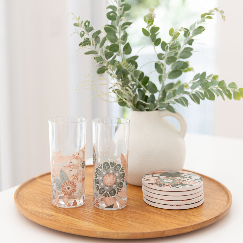 2x 2pc Splosh Amber Garden Glasses Set Beverage Drinking Cup