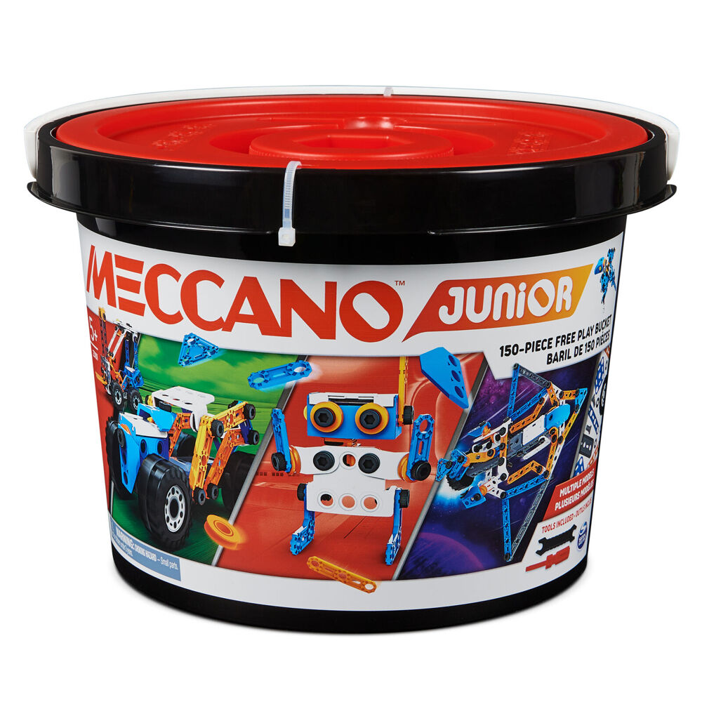 150+pc Meccano Junior/Childrens Free Play Model Building Bucket 5Y+
