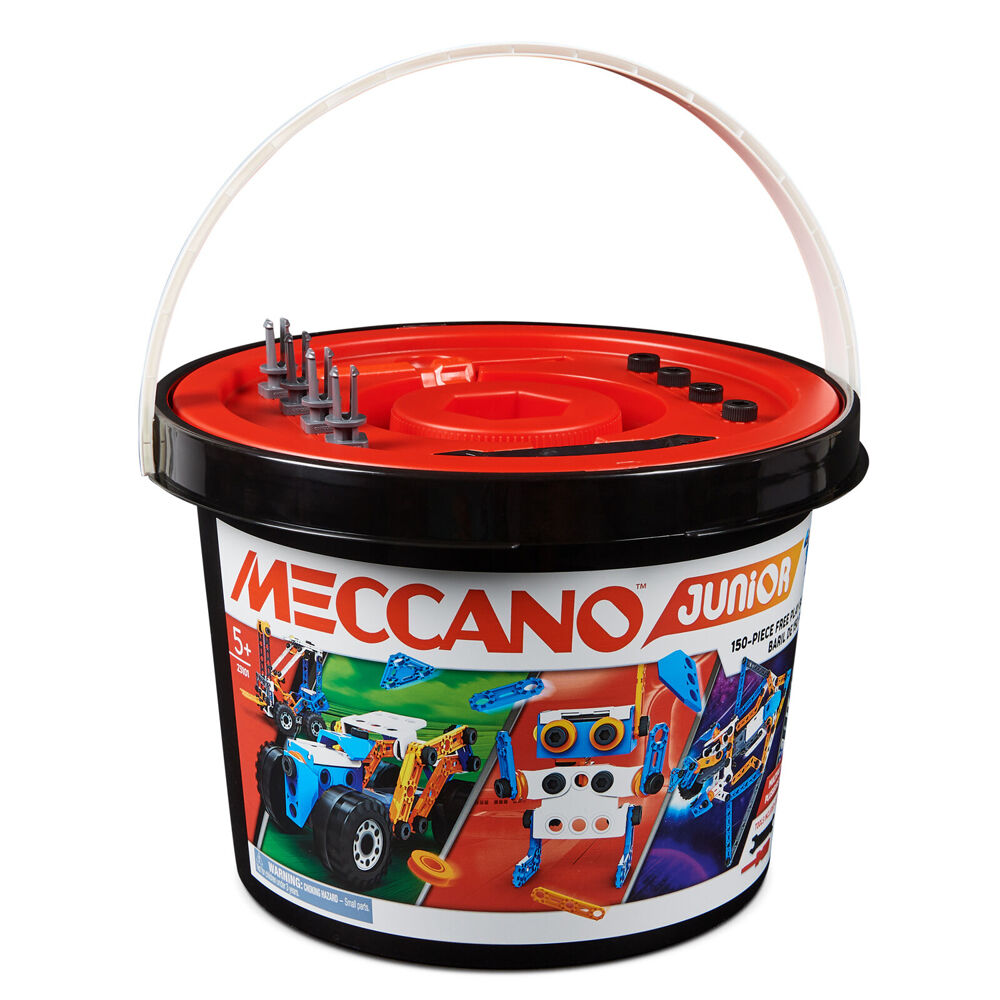150+pc Meccano Junior/Childrens Free Play Model Building Bucket 5Y+