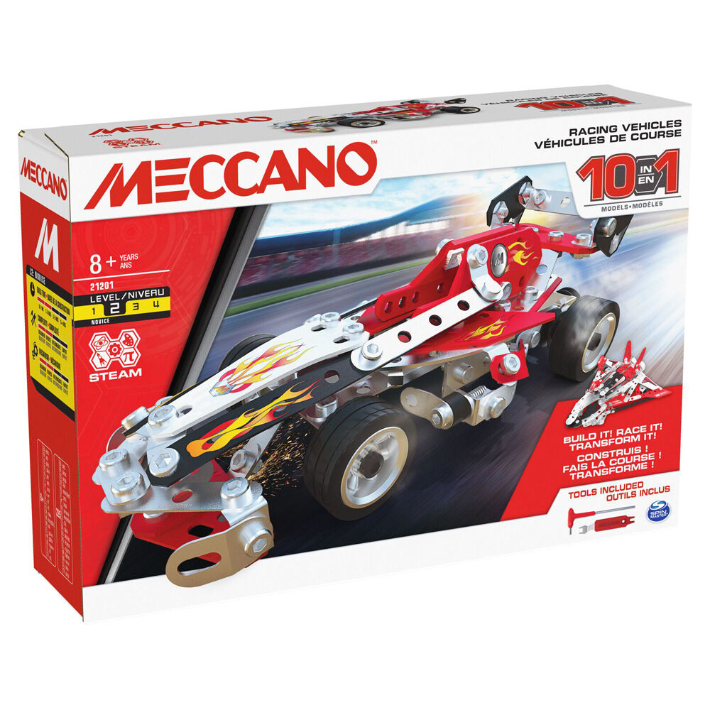225pc Meccano 10-in-1 Multi Model Racing Vehicles Building Set 8Y+