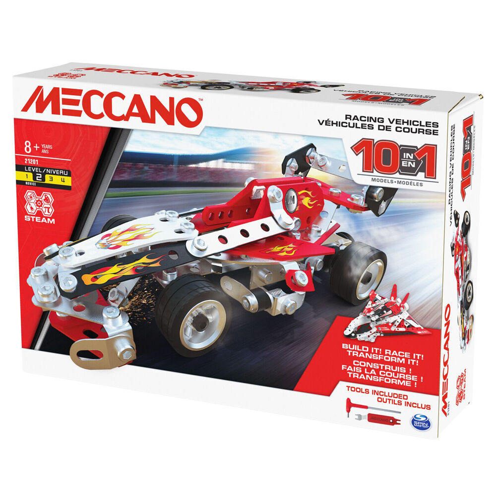 225pc Meccano 10-in-1 Multi Model Racing Vehicles Building Set 8Y+