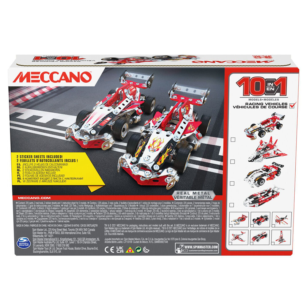 225pc Meccano 10-in-1 Multi Model Racing Vehicles Building Set 8Y+
