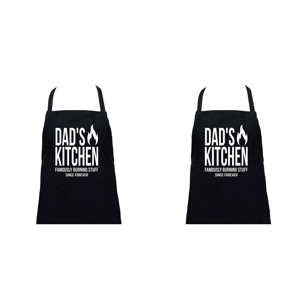 2PK Annabel Trends Screen Print Cotton Apron 60x80cm Dad's Kitchen Black