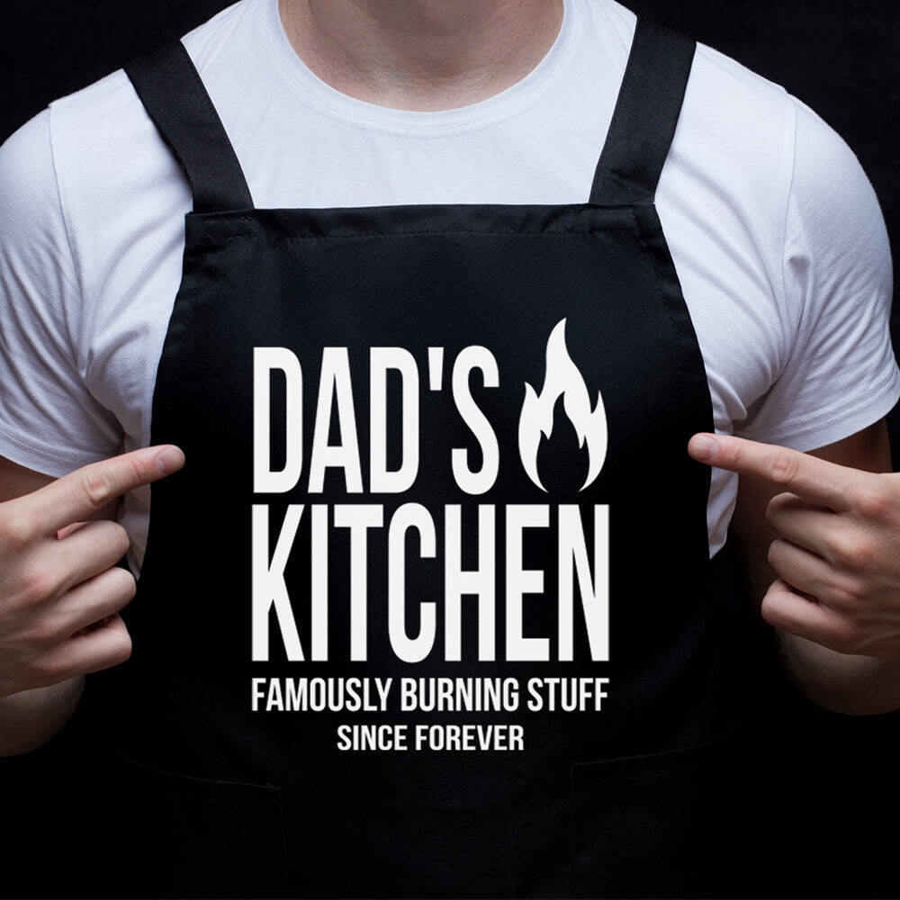 2PK Annabel Trends Screen Print Cotton Apron 60x80cm Dad's Kitchen Black