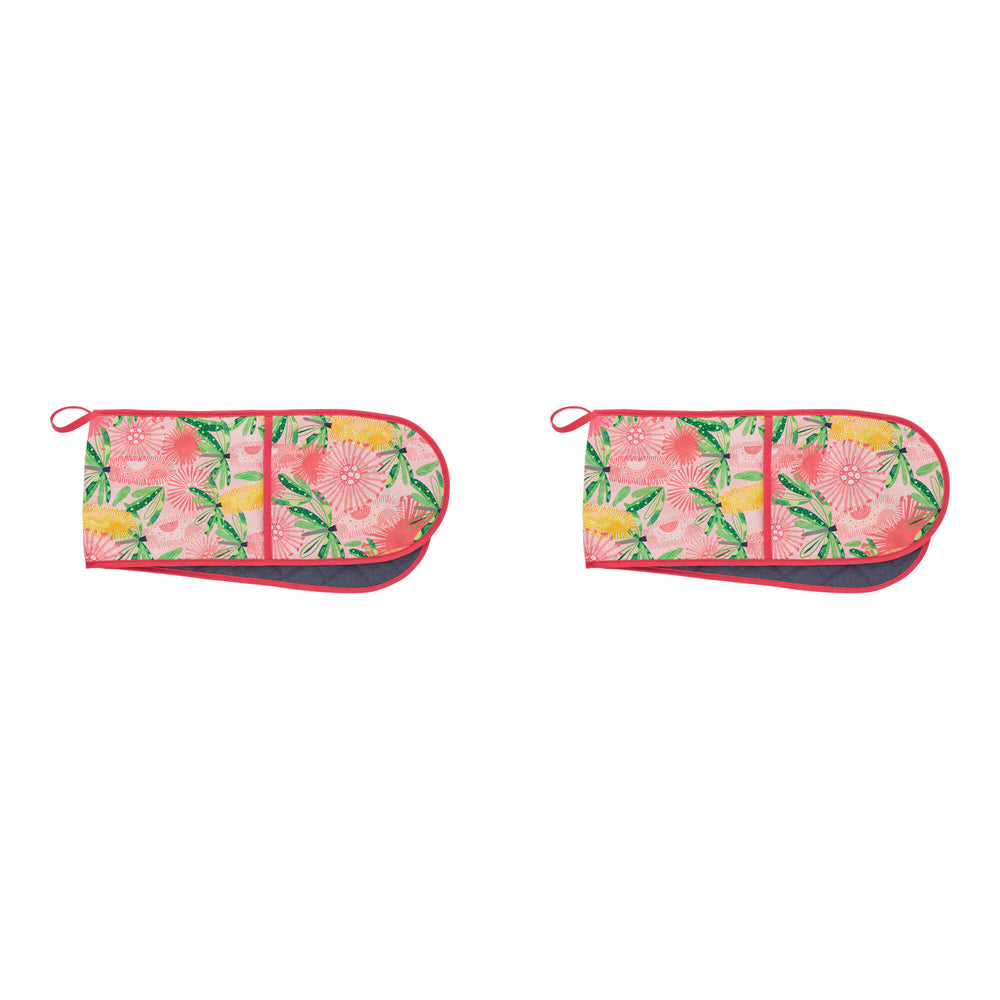 2PK Annabel Trends Cotton Single Oven Mitt 82x18cm - Pink Banksia