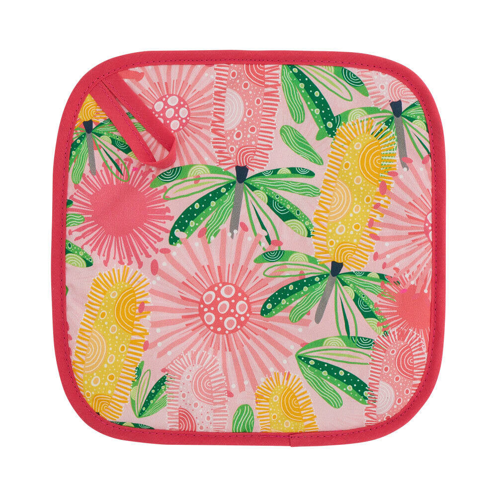 3PK Annabel Trends Cotton Pot Holder Square 20x20cm - Pink Banksia