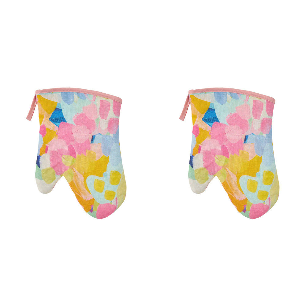 2PK Annabel Trends Linen Single Oven Mitt 18x26cm - Good Vibes