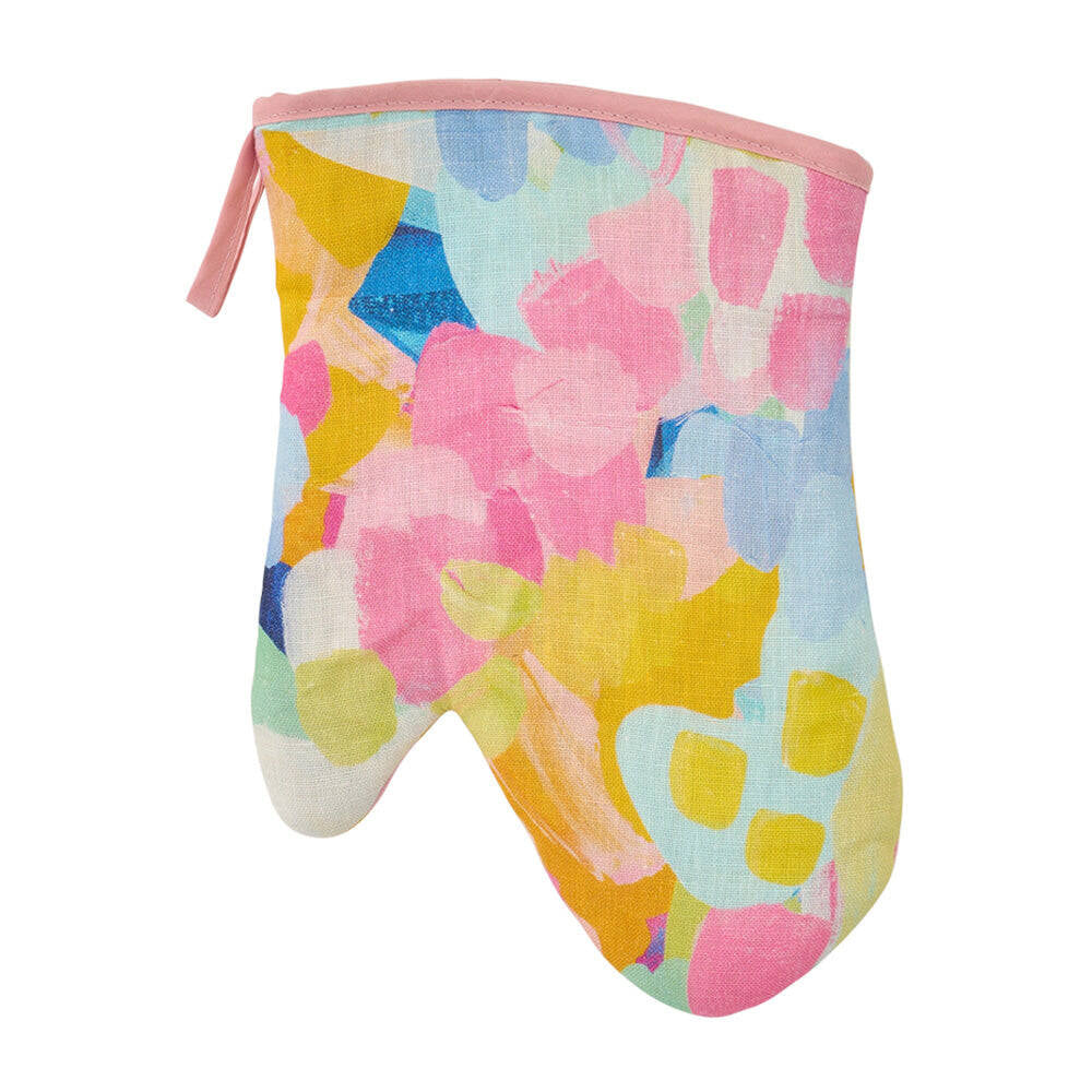 2PK Annabel Trends Linen Single Oven Mitt 18x26cm - Good Vibes