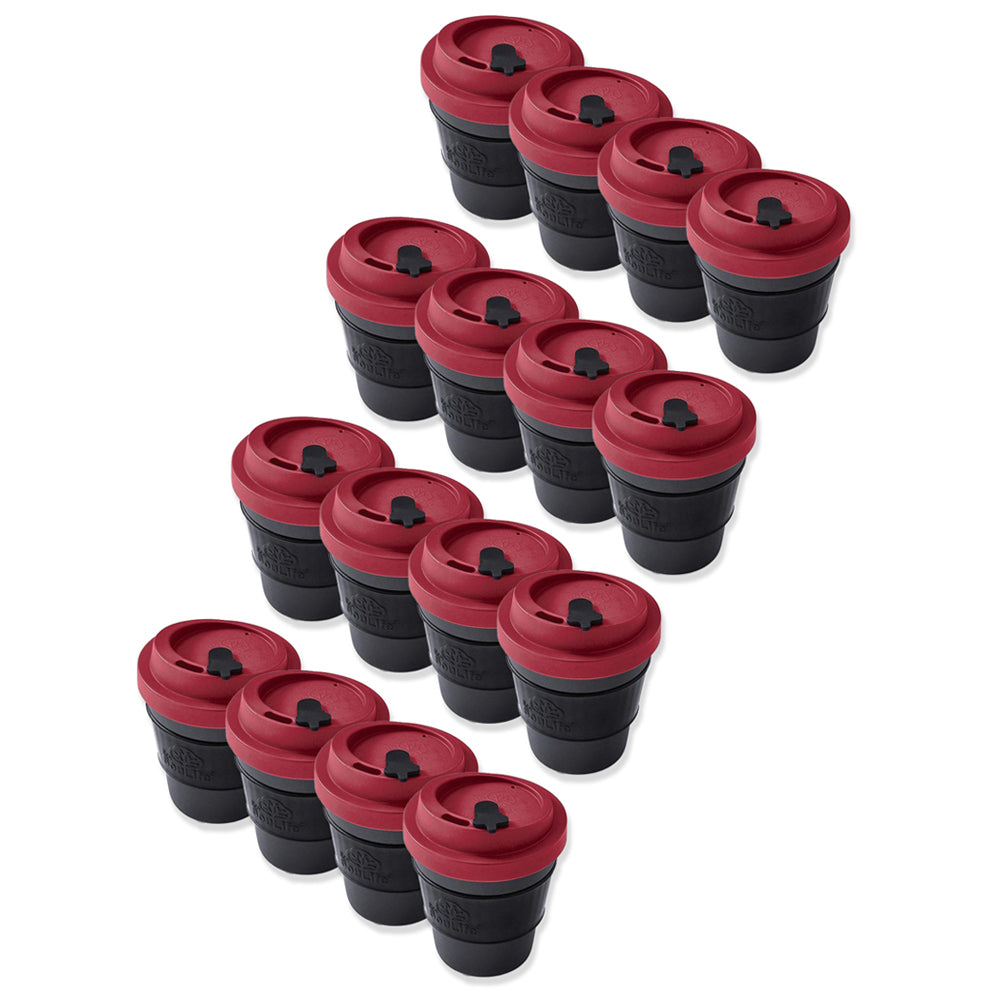 4x 4PK EcoSouLife Reusable Natural Coffee Cup 350ml - Red/Dark Grey