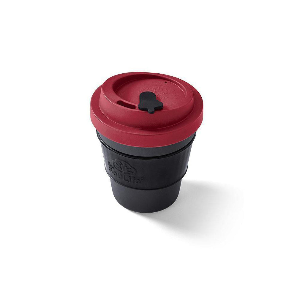 4x 4PK EcoSouLife Reusable Natural Coffee Cup 350ml - Red/Dark Grey