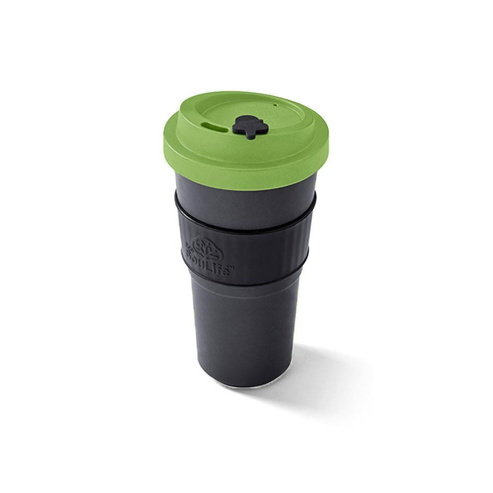2x 4PK EcoSouLife Reusable Natural Coffee Cup 590ml - Lime/Dark Grey