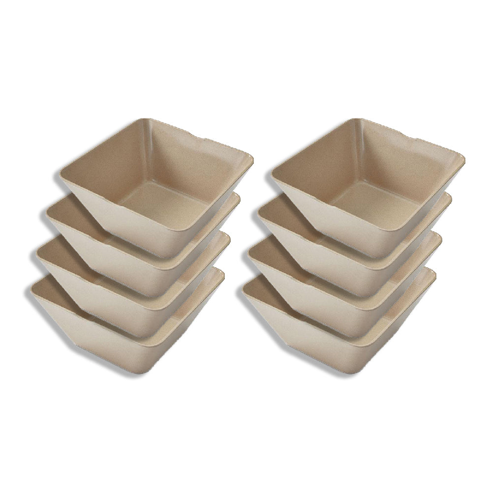 8pc EcoSouLife Reusable Rice Husk Square Bowl 600ml/2000ml - Beige