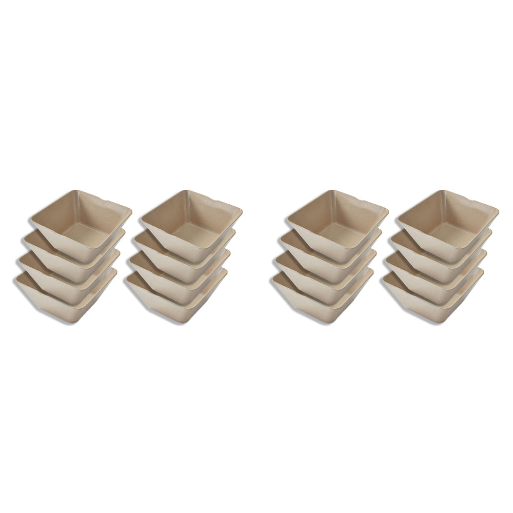 2x 8pc EcoSouLife Reusable Rice Husk Square Bowl 600ml/2000ml - Beige