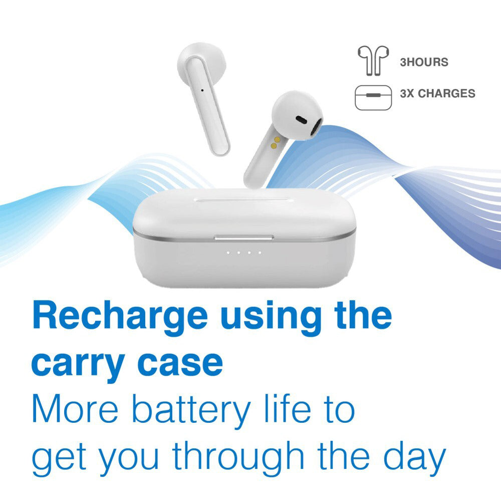 Laser Bluetooth TWS Earphones w/ Wireless Charging Case - White