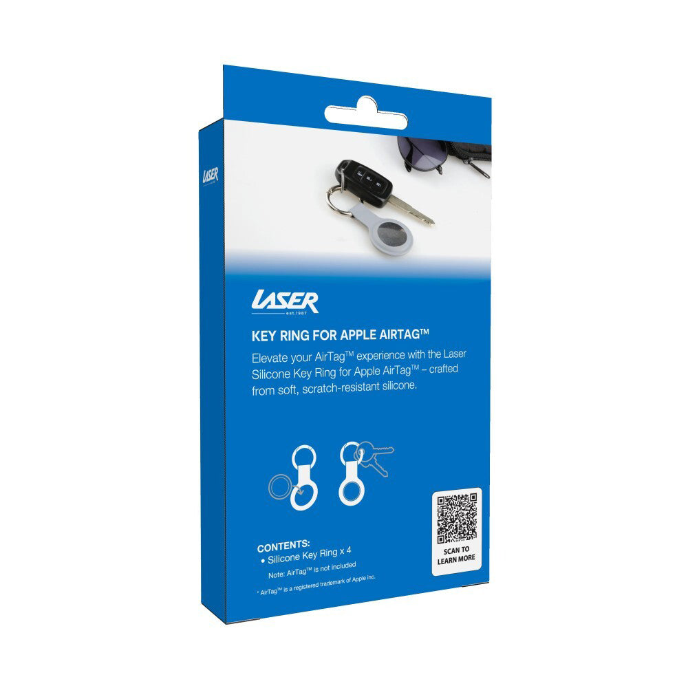 4PK Laser Silicone Key Ring Holder For Apple AirTag - Dark/Light