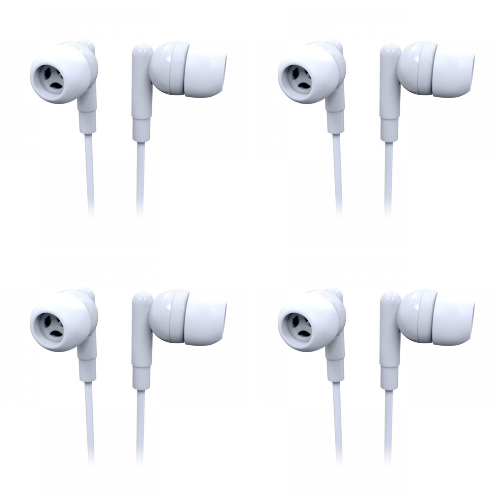 4PK Laser Wired 3.5mm Silicone Earbud Headphones 1.2m - White