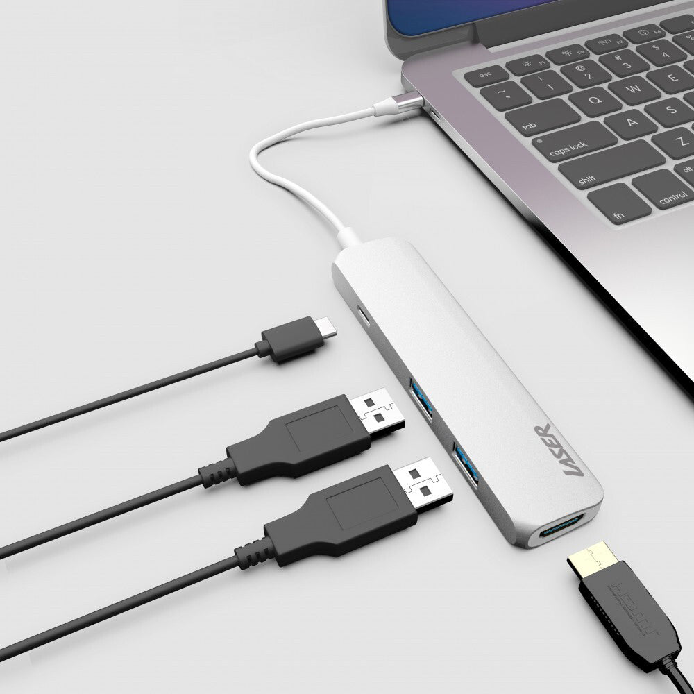 Connect Cable 4-Port Male USB-C to HDMI/USB 3.0 Hub For Laptop - White