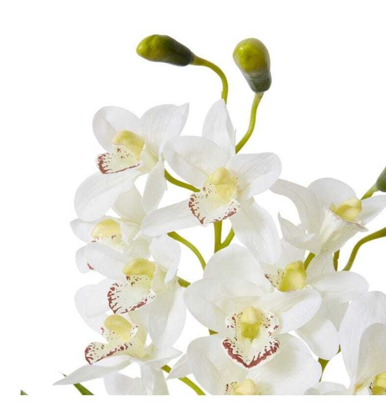 E Style Artificial 86cm Plastic Cymbidium Slim Pot - White/Cream