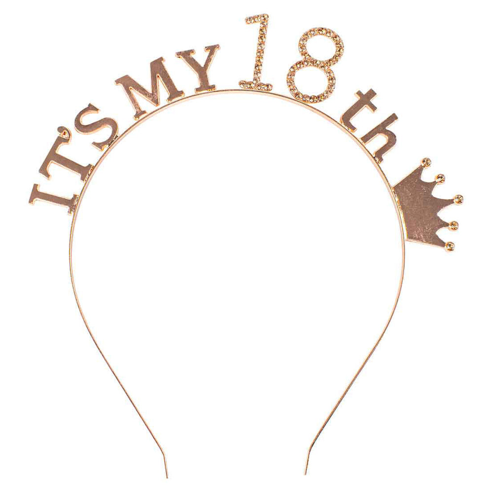 2PK Its My 18th Rose Gold Ladies Head Band Birthday Gift