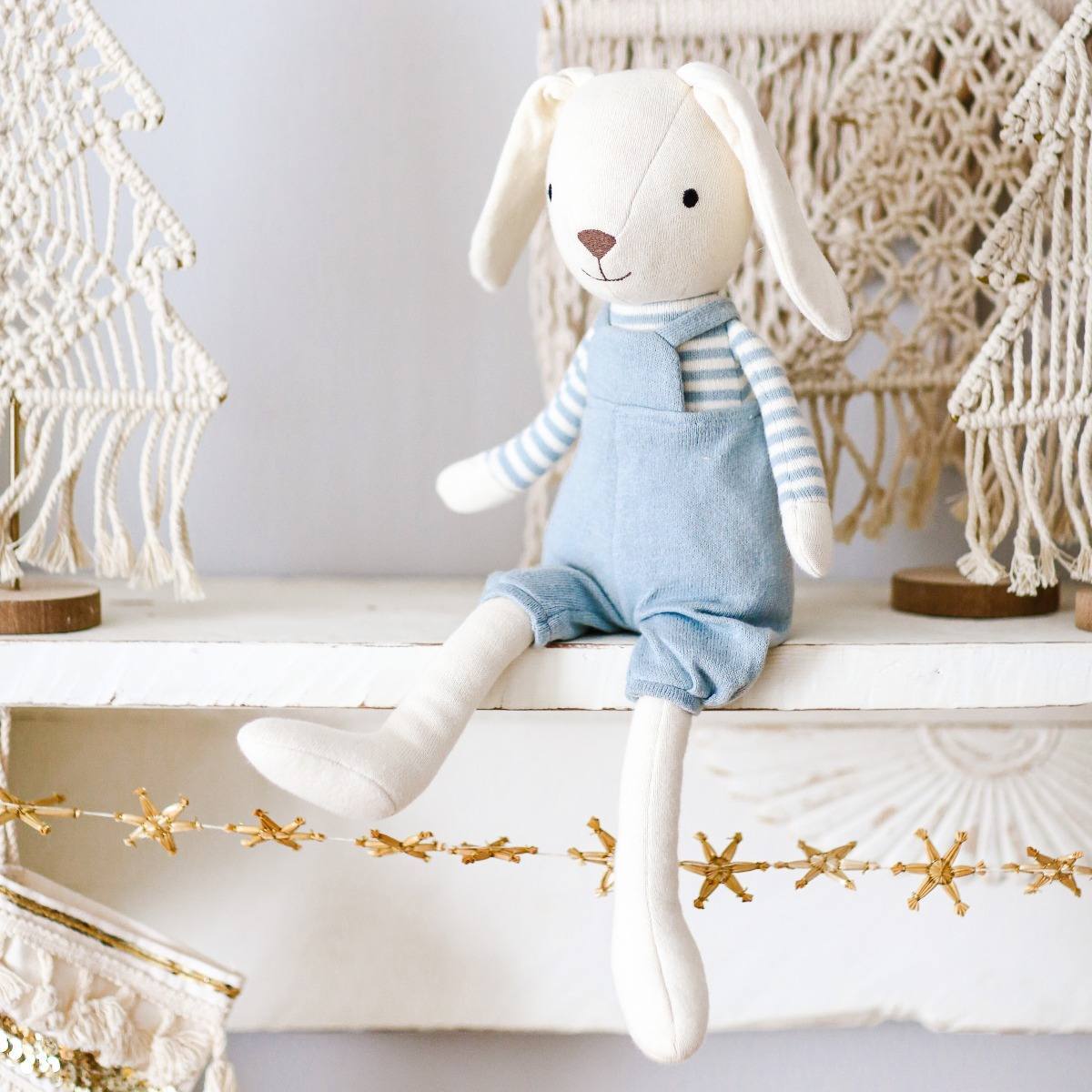 Apple Park Cotton 42cm Finn Organic Knit Bunny Kids Plush Cuddle Toy 0+