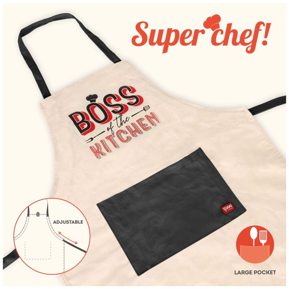 Legami Apron Super Chef Boss w/Front Pocket & Drawstring Cooking Accessory