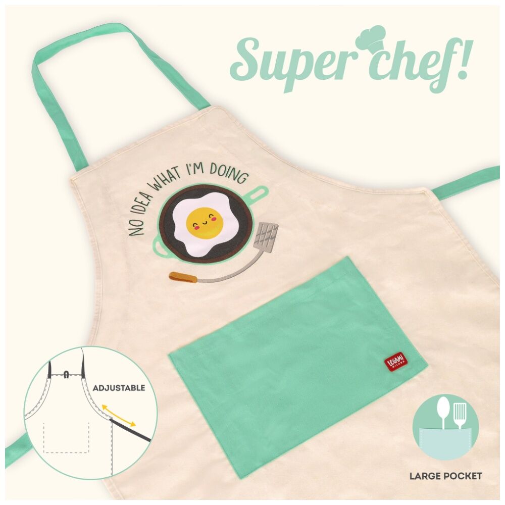 Legami Apron Super Chef Egg w/Front Pocket & Drawstring Cooking Accessory
