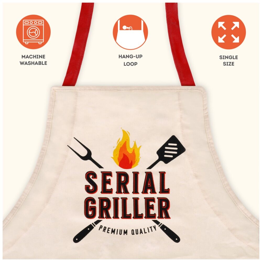 Legami Apron Super Chef Serial Griller w/Front Pocket & Drawstring Cooking