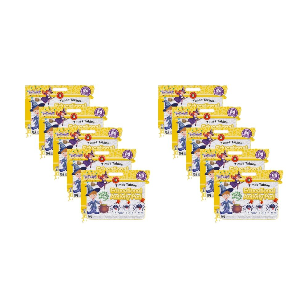 10PK Learning Can Be Fun Times Tables Educational Activity Pad w/80 Stickers 7y+