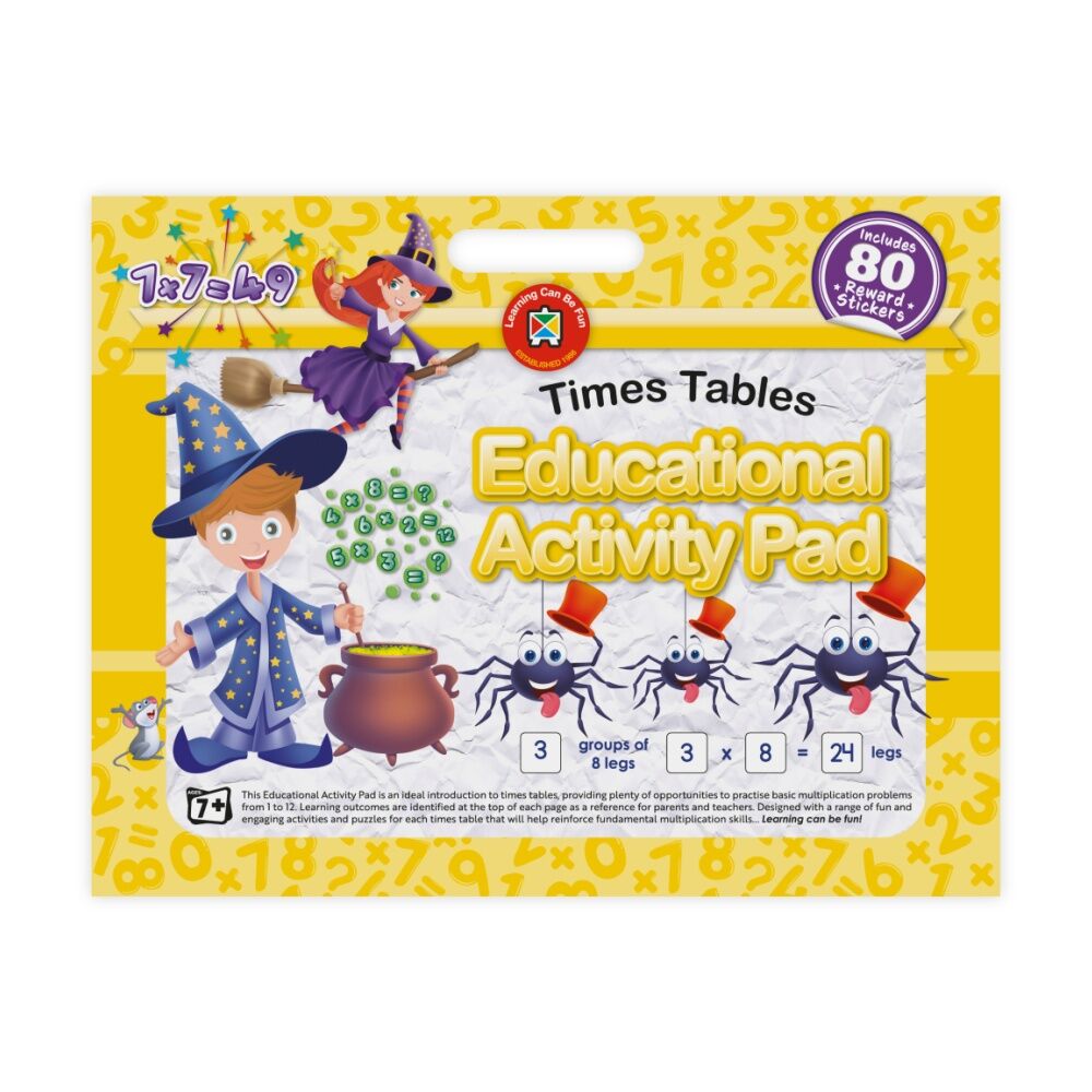 10PK Learning Can Be Fun Times Tables Educational Activity Pad w/80 Stickers 7y+