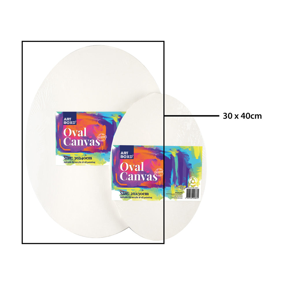 8PK Art Boxd 40cm Oval Shaped Canvas For Acrylic & Oil Painting