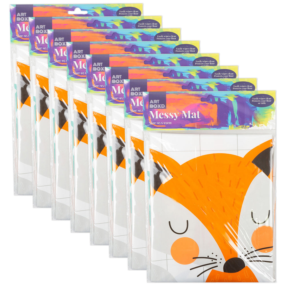 8PK Art Boxd PVC Messy Mat Table/Floor Protector Assorted