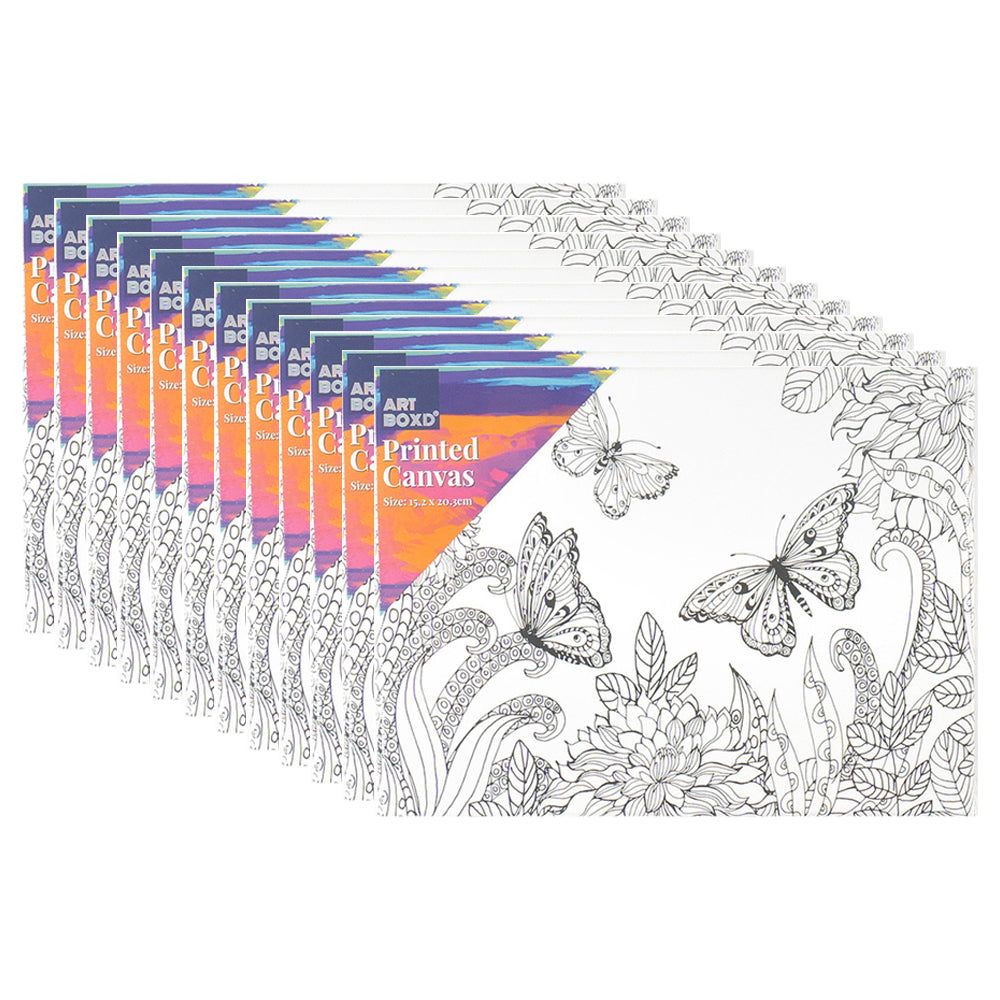 12PK Art Boxd 20.3cm Printed Colouring/Painting Canvas - Assorted